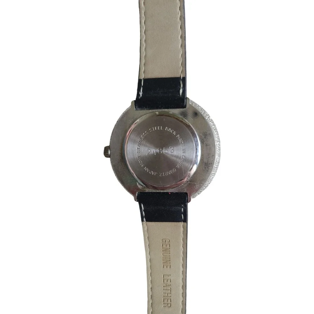 Rumors Womens Watch Rhinestones Genuine Leather Band New Battery WORKS